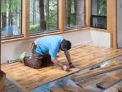 Floor installer working