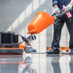 Worker cleaning